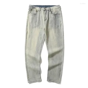 Jeans masculin Hong Kong Wind Spring Summer American High Street Men Stretch Loose Pantalon droit
