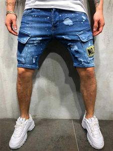 Men's Jeans Vente chaude hommes décontracté sport Denim Shorts homme Berda plage Shorts été mode Style hommes poches trou Slim Fit ShortsL231208