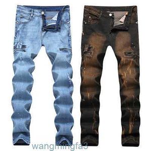 Jeans de motard pour hommes, de haute qualité, fermeture éclair, imprimé de styliste, pantalon droit cassé, grande taille, Streetwear, offre spéciale