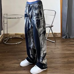 Herenjeans Houzhou hiphop punk jeans mannen denim broek mannelijke y2k grafische rave broek voor mannen losse casual zwart Koreaanse streetwear hippie z0301