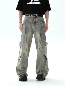 Jeans masculin houzhou pantalon de jambe large pour hommes streetwear pantalon denim en détresse baggy