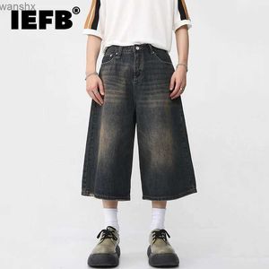 Jeans masculins IEFB Korean Style Retro Mens Summer Summer Summer Mens Mens Wide Leg Long Longueur 2023 New Wash Fashion Denim Panter 9A8825L2404