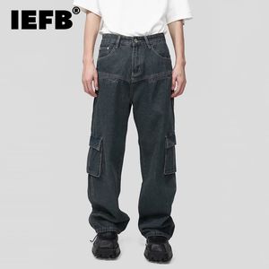 Jeans voor heren IEFB Trend Cargo-denimbroek voor heren, modeontwerp, persoonlijkheidsjeans met meerdere zakken, vintage mannelijke wijde overall, herfst 9C2532 231101