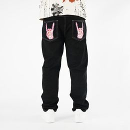 Jeans pour hommes IFitnaEU 2023 Produits Y2K Jambe droite Pantalon noir High Street Harajuku Style Hip Hop Print 230904