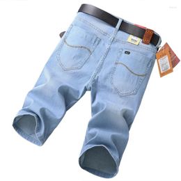 Jeans para hombres en verano Short Denim Casual Hombres Pantalones Ropa Negro Azul Longitud de la rodilla Homme Original Slim Fit Stretch
