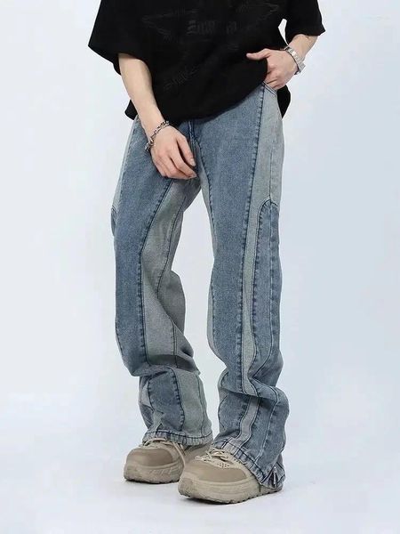 Jeans pour hommes Ins Street Vibe High Graffiti personnalisé pour hommes et femmes Pantalons à fermeture à glissière latérale à la mode