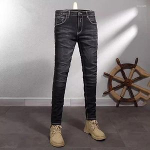 Jeans pour hommes Style italien Mode Hommes Haute Qualité Rétro Noir Gris Stretch Slim Ripped Vintage Designer Denim Pantalon Hombre