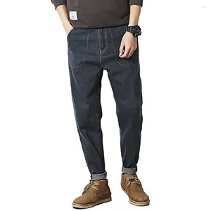 Jeans para hombres Estilo japonés Hombres Harem Denim Tappered Joggers Pantalones Casual Slim Small Cuff Pantalones negros Bolsillos grandes Ropa de hombre