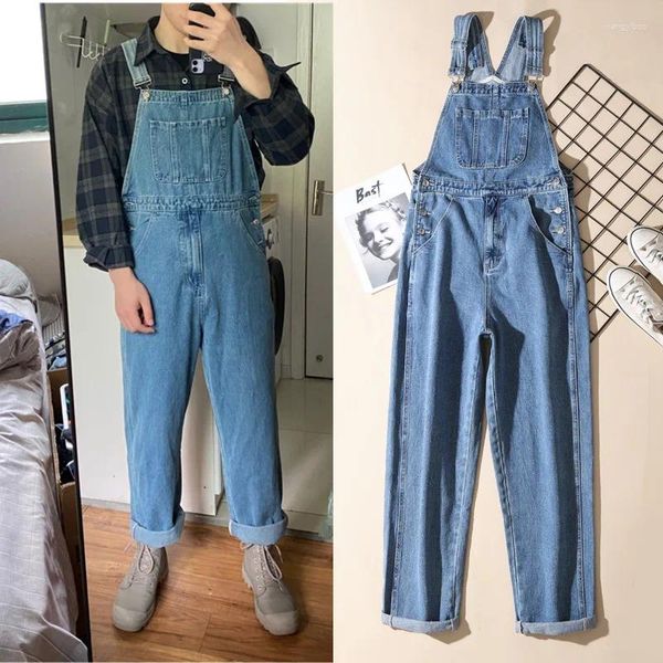 Jeans pour hommes Pantalon camisole japonais pour hommes Travail Denim Loose Casual Combinaison Mens