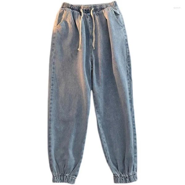 Jeans pour hommes Japonais Harajuku Streetwear Harlem Été Slim Cordon Pantalon de jogging décontracté Hommes Cargo Demin Pantalon A05