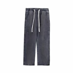 Jeans pour hommes Streetwear japonais noir pour homme pantalon en jean à jambe large droite Style américain Grunge Y2k Vintage Baggy Cargo Pants 230320