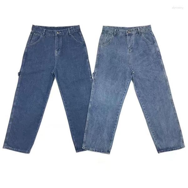 Jean pour hommes à la japonais coton rétro en coton lavé en bleu clair