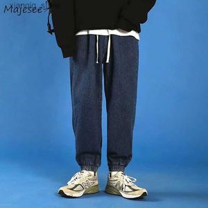 Jeans pour hommes jeans hommes cordons de crampons harem ins japonais dentés de mode adolescents all-matchs décontractés mâle streetwear streetwear populaire bf l49