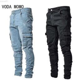 Heren Jeans Jeans Mannen Broek Casual Katoenen Denim Broek Multi Pocket Cargo Jeans Mannen Nieuwe Mode Denim Potlood Broek Zijzakken Cargo L230726