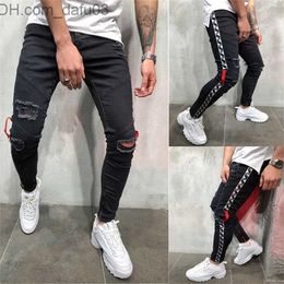 Herren Jeans Jeans Herren Stilvolle Zerrissene Jeans Hosen Biker Skinny Slim Gerade Ausgefranste Denim Hosen Neue Mode Röhrenjeans Herren Hosen X0723 Z230801