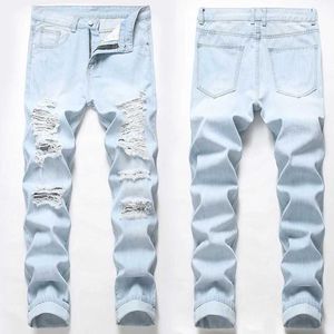Jeans pour hommes jeans pour hommes jeans Border Men 2023 Nouveau pantalon perforé pour le genou Cross Perfore
