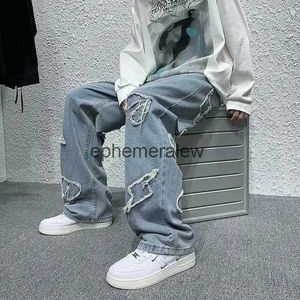 Jeans pour hommes Jeans unisexe jambe large Jean coupe droite ample hommes et femmes Jeans 2022 nouvelle mode décontracté pantalon Hip Hop ample Streetwear S-3XLephemeralew