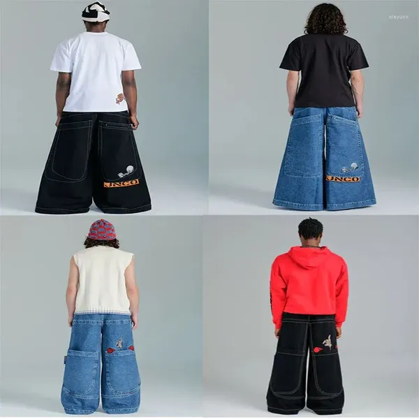 Jeans para hombres JNCO American Baggy Streetwear Pantalones de skate Hip Hop Harajuku Pierna ancha Pantalones de bolsillo grandes Vintage