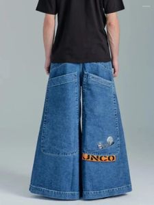 Jeans masculin Jnco Baggy Y2k Mens Hip Hop Pockets Blue Vintage Denim Pantal