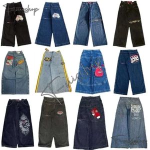 Jeans masculin JNCO Designer Jeans Baggy Y2K Men Jncos Streetwear High Waited Hip Hop Broidered GH Quality Clothing Harajuku esthétique large jambe droite Jeans BCA