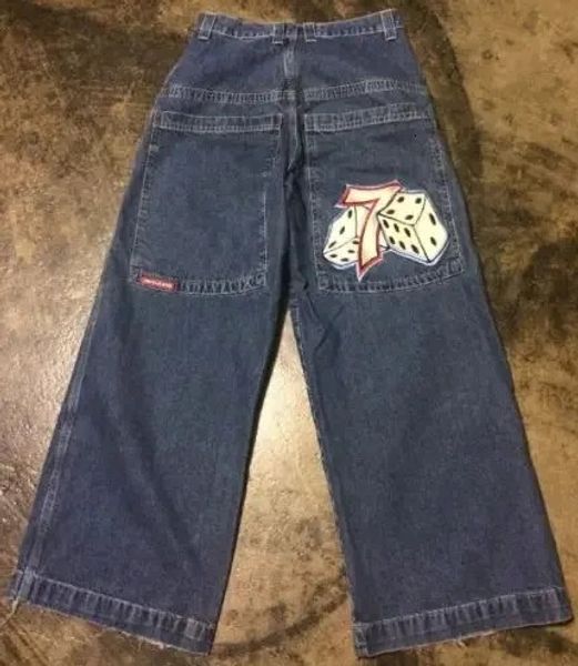 Jeans para hombres JNCO Jeans para hombres Hip Hop Gothic Y2K Jeans para hombres Pantalones vaqueros holgados bordados con gráficos de dados Pantalones anchos retro Harajuku Punk 231110