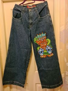 Jeans pour hommes JNCO Jeans Streetwear Denim Hip Hop Monsters Imprimer Baggy Jeans Rétro Bleu Pantalon Hommes Femmes Y2K Taille Haute Pantalon Large 231109