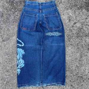 Jeans voor heren JNCO Jeans Y2K Harajuku Hip Hop Tijger Grafische Gothic Retro Blauwe Baggy Jeans Denim Broek Heren Dames Gothic Hoge taille Brede broek L231220