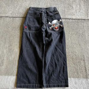 Jeans masculin jnco jeans y2k crâne vintage brodé de denim harajuku lâche et femmes