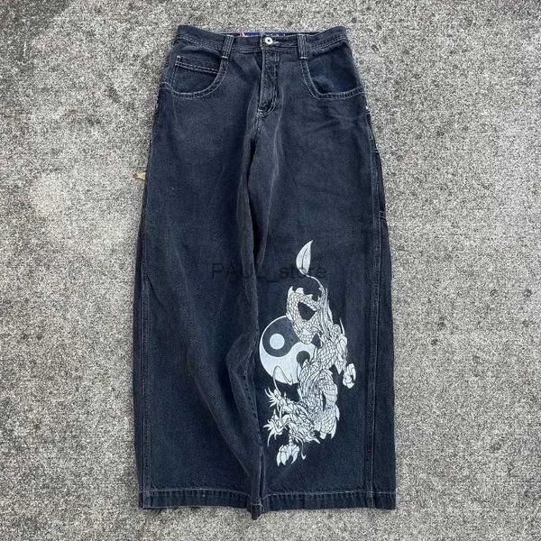 Jeans pour hommes JNCO hommes vêtements Y2K Vintage baggy jeans Dragon imprimé graphique jeans Harajuku gothique streetwear hommes femmes Hip Hop jambe large jeansL231122