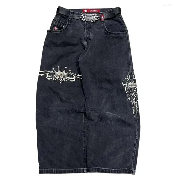 Jeans pour hommes JNCO Hommes Harajuku Rétro Hip Hop Crâne Broderie Baggy Denim Pantalon 90s Street Gothic Large Pantalon Streetwear