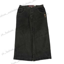 Jeans pour hommes JNCO Streetwear Hip Hop Retro Skull Graphic Broderie Baggy Pantalon noir Hommes Femmes Harajuku Pantalon large gothique 259