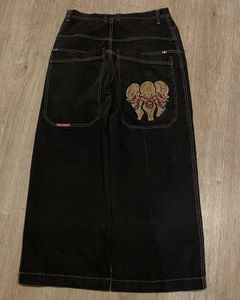 Jeans para hombres JNCO Streetwear Retro Skull Pattern Bordado Moda suelta Hombres Mujeres Harajuku Hip Hop Gótico Pantalones anchos Pantalones 230925