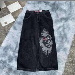 Jeans para hombres JNCO Streetwear Y2K Hip Hop Gráfico de pantalones negros holgados de gran tamaño Haruku Casual Gótico pantalones de pierna ancha