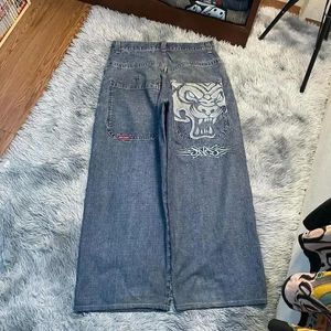 Jeans masculin Jnco Y2k Big Pocket HARAJUKU HIP HOP Graphique Rétro Blue Baggy Pant
