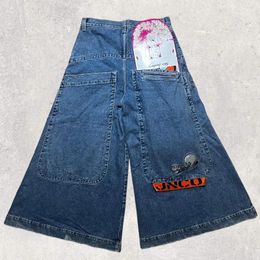 Jeans pour hommes JNCO Y2K Hommes Hip Hop Graphiques Rétro Bleu Grande Poche Baggy Denim Pantalon Gothique Pantalon à Jambes Larges Streetwear