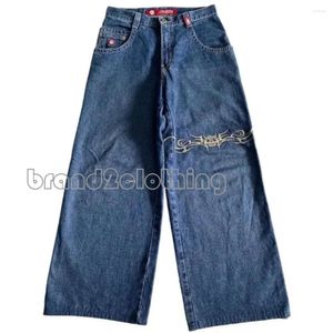 Jeans masculin JNCO Y2K Streetwear Hip Hop Graphique Retro Retro Blue Pantalons Men Femmes 2023 HARUKU HIGH TAIN