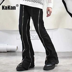 Jeans masculin Kakan Europe et américain Hip-Hop Zipper Split for Men High Street légèrement évasé Pantalon pour hommes K27-06 D240417