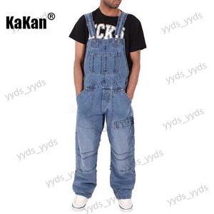 Jeans da uomo Kakan - Jeans con cinturino da lavoro versatili europei e americani nuovi Jeans da uomo semplici multitasche larghi K54-0502 T231123