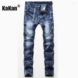 Jeans pour hommes Kakan - Personnalité européenne et américaine Lavage droit Blanc Printemps K02-910