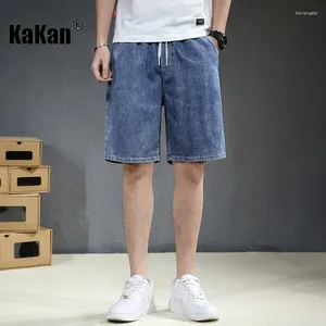 Jeans pour hommes Kakan - Vêtements d'été européens et américains Lâche Simple Pantalon à cinq points Bleu K020-613