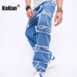 Jeans para hombres Kakan Borla vintage europea y americana para hombres Pantalones de pierna ancha sueltos de moda K9 2010 231107