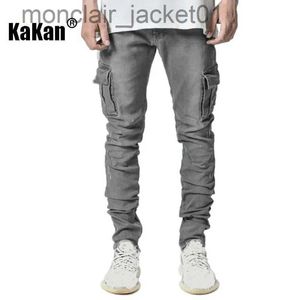 Jeans pour hommes Kakan-jean Slim élastique multi-poches haut de gamme nouveau jean Skinny K016-MGD8 en Europe et en amérique J231006