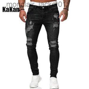 Herenjeans Kakan - Hoge kwaliteit stretch herenbroek, versleten, versleten witte slanke jeans, lente en herfst nieuwe lange jeans K14-881 J231006