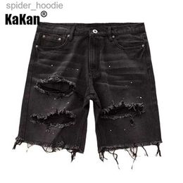 Мужские джинсы Kakan - новые летние потертые джинсовые шорты для мужчин, корейские молодежные популярные облегающие брюки с короткими рукавами, джинсы K58-DK322 L230927