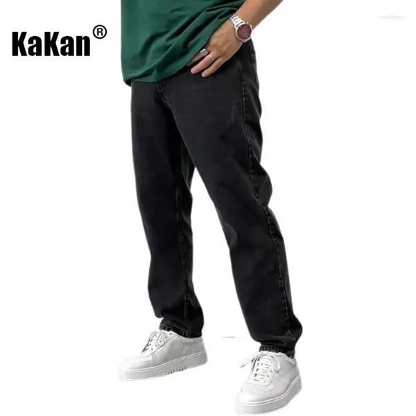 Jeans masculin Kakan's European and American Casual for Men Couleur solide jambe droite polyvalente longue K8-3222