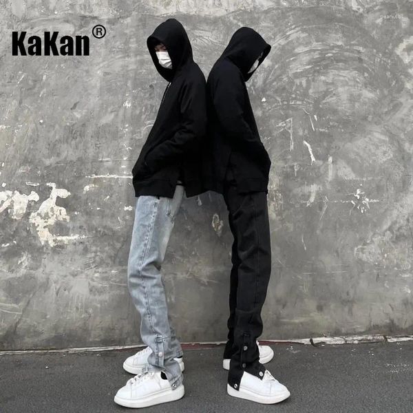 Jeans para hombres Kakan - Pecho lateral para hombres Verano High Street Hip Hop Manga recta suelta Versátil Largo K33