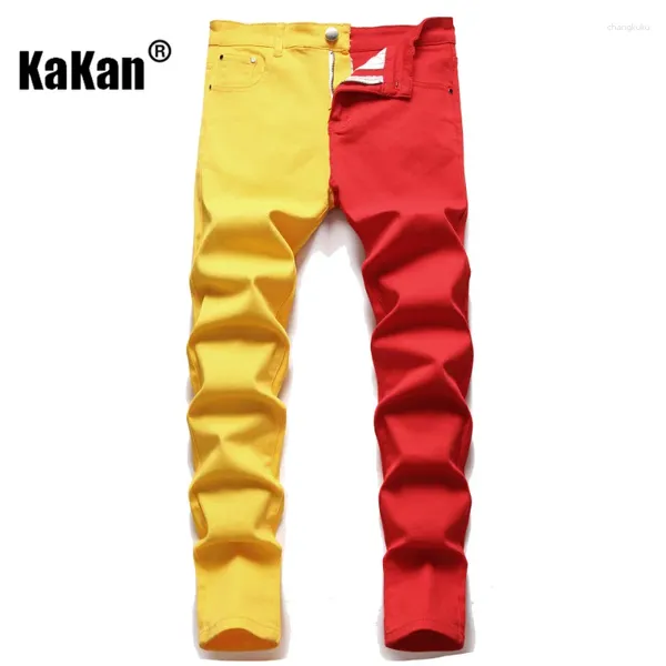 Jeans para hombres Kakan Slim Fit Pie pequeño Empalmado Bicolor Pierna recta europea y americana K021-1266