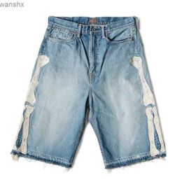 Herenjeans Kapital Hirata Hohiro losse passende broek geborduurde botwas originele rand denim shorts voor heren en dames casual jeansl2404