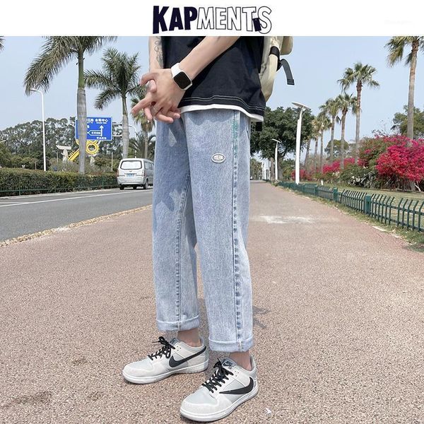 Jeans pour hommes KAPMENTS hommes Harajuku jambe large Baggy pantalon 2022 hommes Vintage japonais Streetwear Denim pantalon homme Y2k casual survêtement