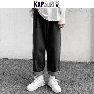 Mannen Jeans Kapments Mannen Wijde Pijpen 2 Kleuren Broek 2023 Heren Japanse Mode Streetwear Denim Broek Mannelijke Koreaanse Harajuku harem